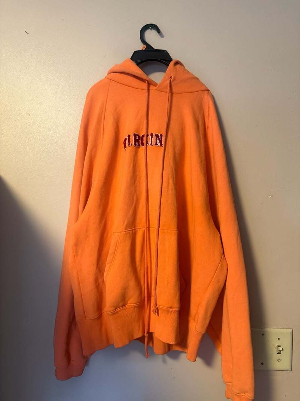 ERL orange red virgin hoodie
Size Medium 
Fit Oversized 
Open to offers
Good con